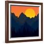 Evening Mountains Forest-Zolotnyk Mariana-Framed Art Print