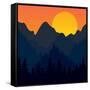 Evening Mountains Forest-Zolotnyk Mariana-Framed Stretched Canvas