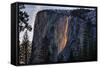 Evening of Fire, Horsetail Falls, Yosemite National Park, Rare Light-Vincent James-Framed Stretched Canvas