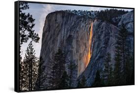 Evening of Fire, Horsetail Falls, Yosemite National Park, Rare Light-Vincent James-Framed Stretched Canvas