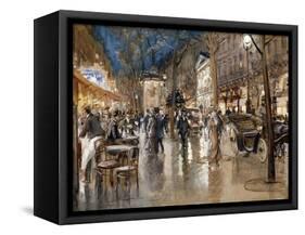 Evening on a Parisian Boulevard-Georges Stein-Framed Stretched Canvas