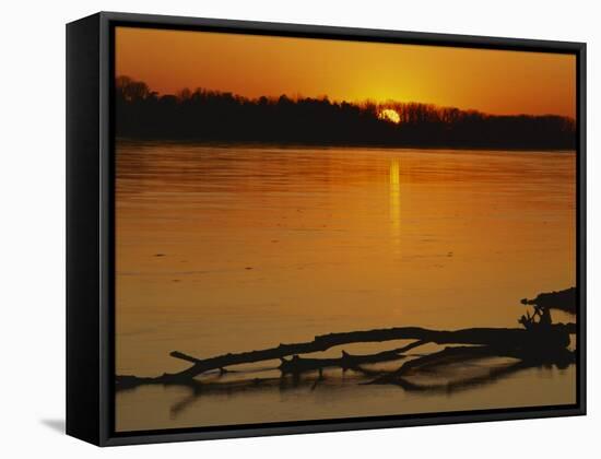 Evening on Missouri River, Callaway County, Missouri, USA-Charles Gurche-Framed Stretched Canvas