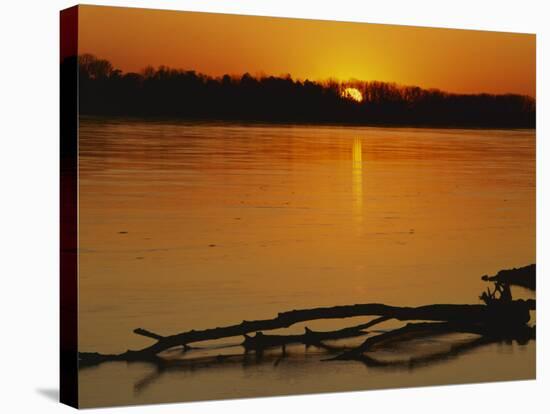 Evening on Missouri River, Callaway County, Missouri, USA-Charles Gurche-Stretched Canvas