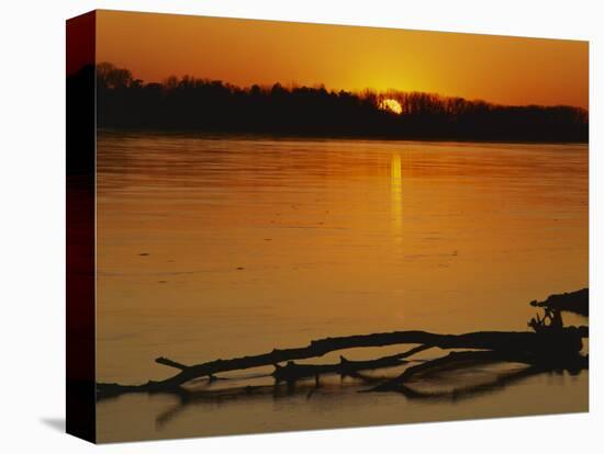 Evening on Missouri River, Callaway County, Missouri, USA-Charles Gurche-Stretched Canvas