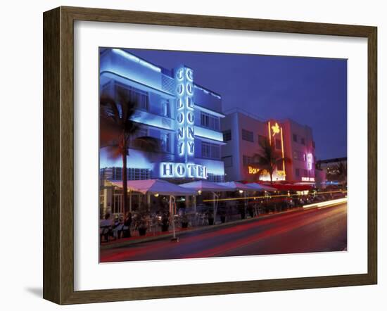 Evening on Ocean Drive, South Beach, Miami, Florida, USA-Robin Hill-Framed Premium Photographic Print