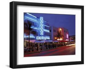 Evening on Ocean Drive, South Beach, Miami, Florida, USA-Robin Hill-Framed Photographic Print