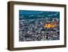 Evening overview, with illuminated Church of Santa Prisca de Taxco, Taxco, Guerrero, Mexico-Richard Maschmeyer-Framed Photographic Print