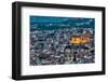 Evening overview, with illuminated Church of Santa Prisca de Taxco, Taxco, Guerrero, Mexico-Richard Maschmeyer-Framed Photographic Print