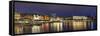 Evening Panorama of Hamburg from Alster Lake-bbsferrari-Framed Stretched Canvas