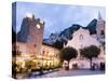 Evening, Piazza Ix Aprile, Torre Dell Orologio, Church of San Giuseppe, Taormina, Sicily, Italy-Martin Child-Stretched Canvas