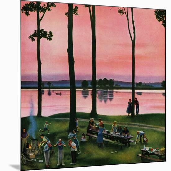 "Evening Picnic", August 18, 1951-John Falter-Mounted Giclee Print