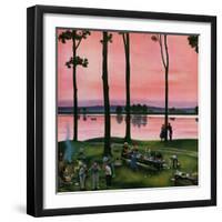 "Evening Picnic", August 18, 1951-John Falter-Framed Premium Giclee Print