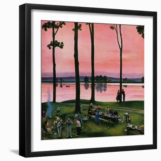 "Evening Picnic", August 18, 1951-John Falter-Framed Premium Giclee Print