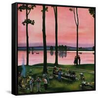 "Evening Picnic", August 18, 1951-John Falter-Framed Stretched Canvas