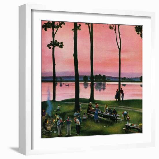 "Evening Picnic", August 18, 1951-John Falter-Framed Giclee Print