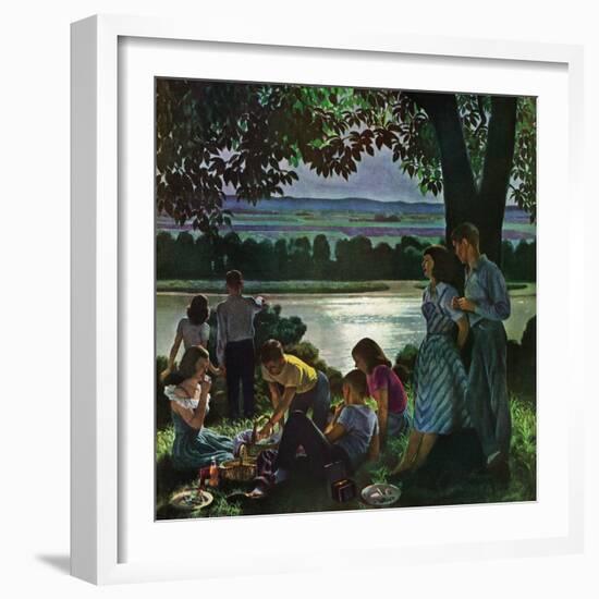 "Evening Picnic," June 4, 1949-John Falter-Framed Giclee Print