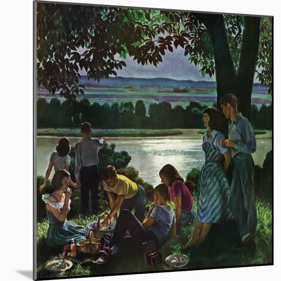 "Evening Picnic," June 4, 1949-John Falter-Mounted Giclee Print