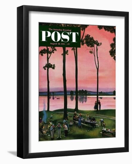 "Evening Picnic" Saturday Evening Post Cover, August 18, 1951-John Falter-Framed Giclee Print