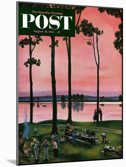 "Evening Picnic" Saturday Evening Post Cover, August 18, 1951-John Falter-Mounted Giclee Print