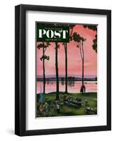 "Evening Picnic" Saturday Evening Post Cover, August 18, 1951-John Falter-Framed Premium Giclee Print