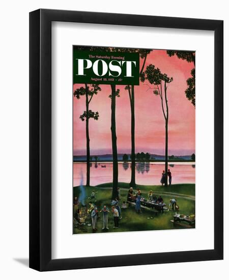 "Evening Picnic" Saturday Evening Post Cover, August 18, 1951-John Falter-Framed Premium Giclee Print