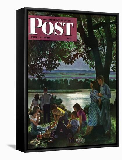 "Evening Picnic," Saturday Evening Post Cover, June 4, 1949-John Falter-Framed Stretched Canvas