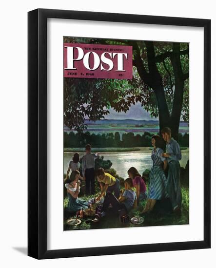 "Evening Picnic," Saturday Evening Post Cover, June 4, 1949-John Falter-Framed Giclee Print