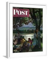 "Evening Picnic," Saturday Evening Post Cover, June 4, 1949-John Falter-Framed Giclee Print