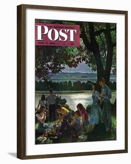 "Evening Picnic," Saturday Evening Post Cover, June 4, 1949-John Falter-Framed Giclee Print