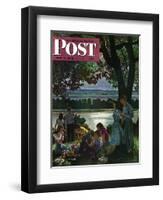 "Evening Picnic," Saturday Evening Post Cover, June 4, 1949-John Falter-Framed Premium Giclee Print