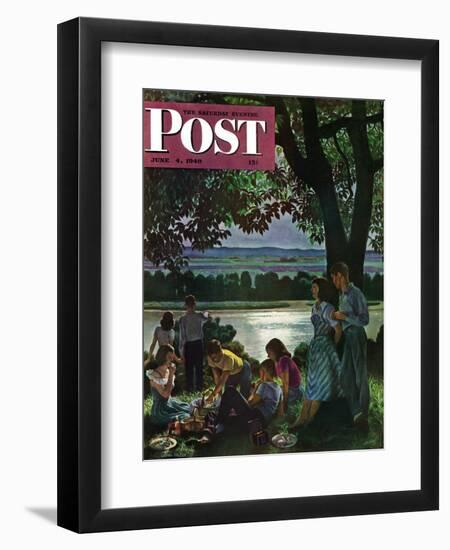 "Evening Picnic," Saturday Evening Post Cover, June 4, 1949-John Falter-Framed Premium Giclee Print