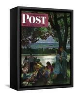"Evening Picnic," Saturday Evening Post Cover, June 4, 1949-John Falter-Framed Stretched Canvas