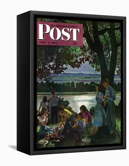 "Evening Picnic," Saturday Evening Post Cover, June 4, 1949-John Falter-Framed Stretched Canvas