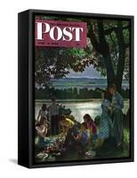 "Evening Picnic," Saturday Evening Post Cover, June 4, 1949-John Falter-Framed Stretched Canvas