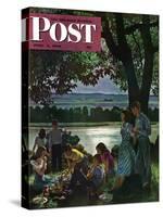 "Evening Picnic," Saturday Evening Post Cover, June 4, 1949-John Falter-Stretched Canvas