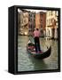 Evening Picture of a Gondolier on the Grand Canal, Venice, Veneto, Italy, Europe-Peter Richardson-Framed Stretched Canvas