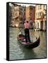 Evening Picture of a Gondolier on the Grand Canal, Venice, Veneto, Italy, Europe-Peter Richardson-Framed Stretched Canvas