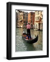 Evening Picture of a Gondolier on the Grand Canal, Venice, Veneto, Italy, Europe-Peter Richardson-Framed Photographic Print