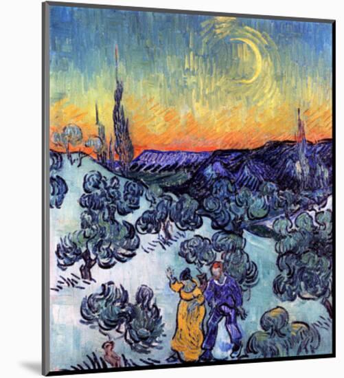 Evening Promenade-Vincent van Gogh-Mounted Art Print