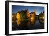 Evening reflections on Rozenhoedkaai, with Belfry (Belfort) Tower, UNESCO World Heritage Site, Brug-Peter Barritt-Framed Photographic Print