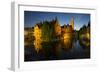 Evening reflections on Rozenhoedkaai, with Belfry (Belfort) Tower, UNESCO World Heritage Site, Brug-Peter Barritt-Framed Photographic Print