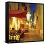 Evening Restaurant Scene in Haute Ville, Bonifacio, South Corsica, Corsica, France, Europe-Stuart Black-Framed Stretched Canvas