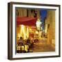 Evening Restaurant Scene in Haute Ville, Bonifacio, South Corsica, Corsica, France, Europe-Stuart Black-Framed Photographic Print
