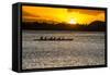 Evening Rowing in the Bay of Apia, Upolu, Samoa, South Pacific, Pacific-Michael Runkel-Framed Stretched Canvas