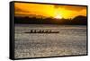 Evening Rowing in the Bay of Apia, Upolu, Samoa, South Pacific, Pacific-Michael Runkel-Framed Stretched Canvas