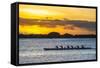 Evening Rowing in the Bay of Apia, Upolu, Samoa, South Pacific, Pacific-Michael Runkel-Framed Stretched Canvas