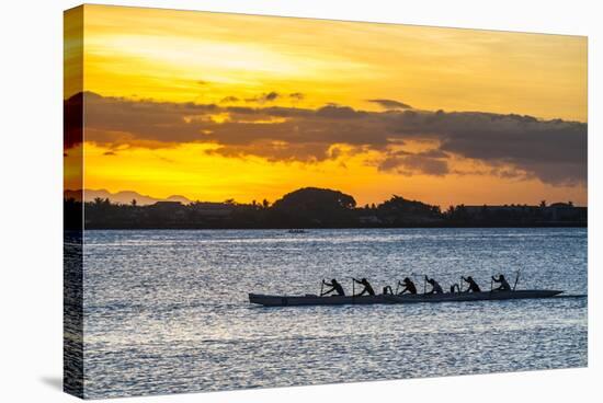 Evening Rowing in the Bay of Apia, Upolu, Samoa, South Pacific, Pacific-Michael Runkel-Stretched Canvas