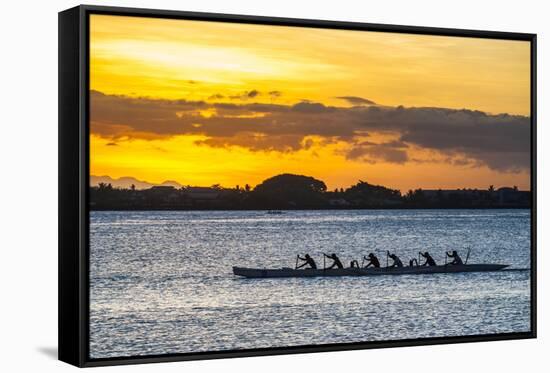 Evening Rowing in the Bay of Apia, Upolu, Samoa, South Pacific, Pacific-Michael Runkel-Framed Stretched Canvas