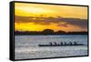 Evening Rowing in the Bay of Apia, Upolu, Samoa, South Pacific, Pacific-Michael Runkel-Framed Stretched Canvas