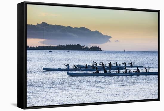 Evening Rowing in the Bay of Apia, Upolu, Samoa, South Pacific, Pacific-Michael Runkel-Framed Stretched Canvas